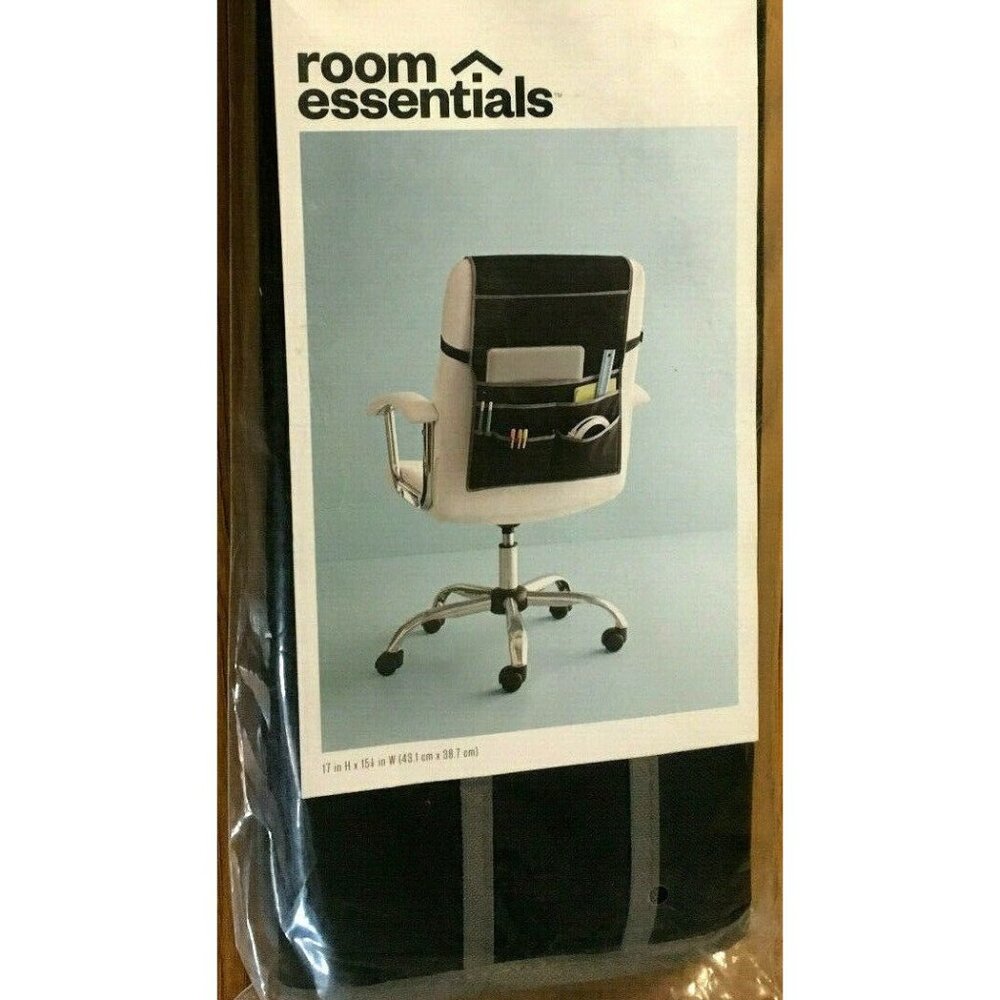 Room Essentials Chair Caddy Black With Pockets Books Accessories 17" x 15" RARE! - Picture 3 of 5